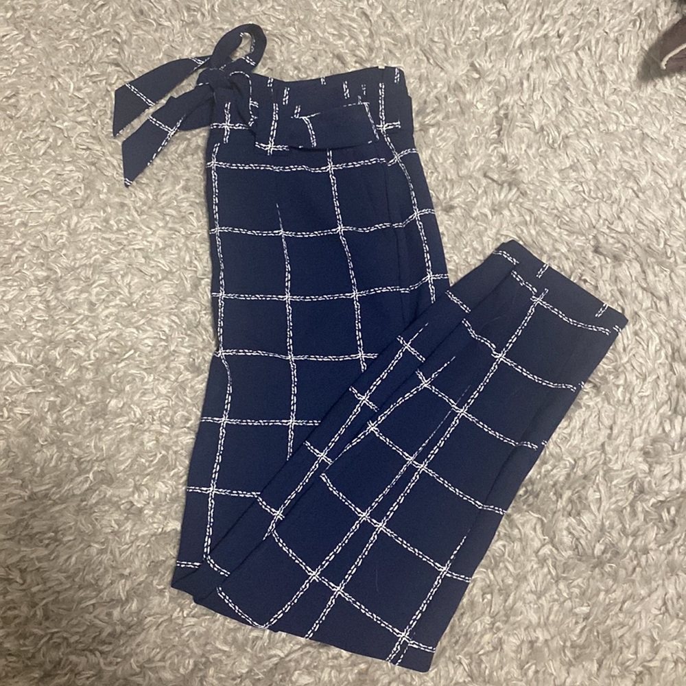 Express paper bag ankle high rise dress pants